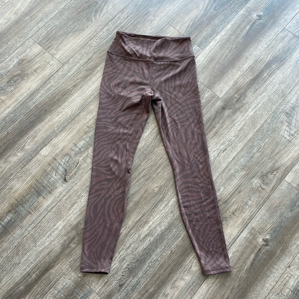 Long Brown Print Leggings with Internal Pocket